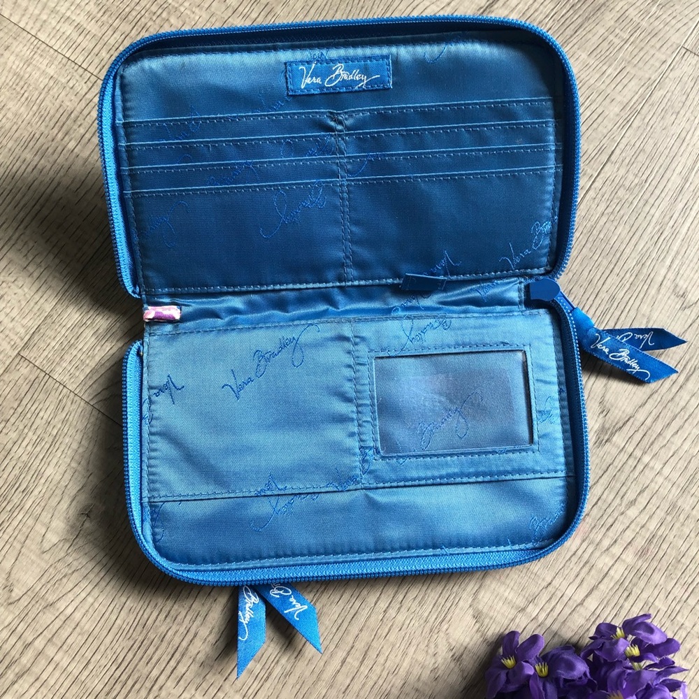 💜Vera Bradley Wallet Capri Blue Purse Paisley - Picture 2 of 5